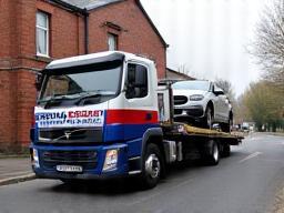 Car being towed by Britannia Recovery Services